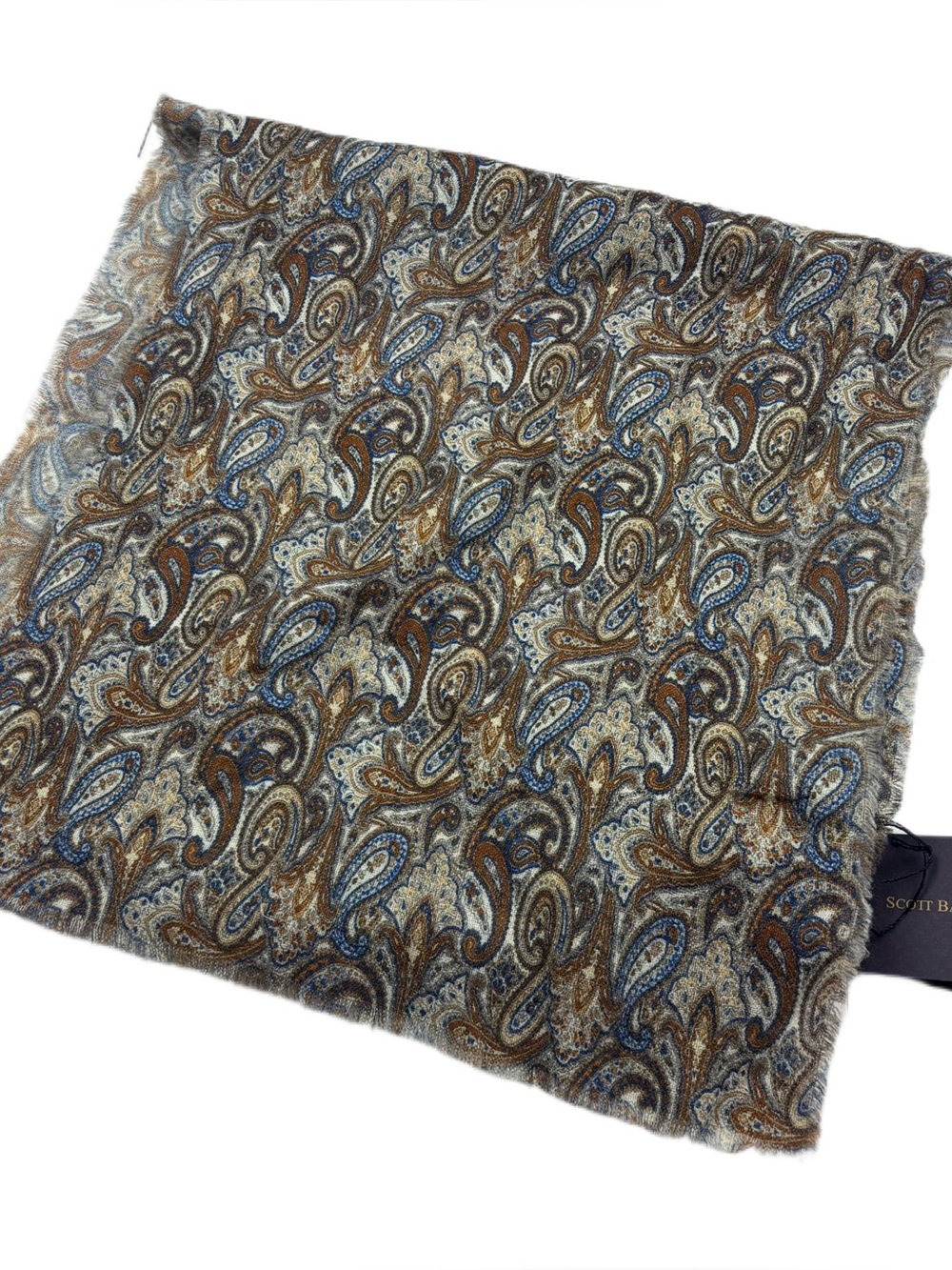 NWT! Scott Barber 100% wool Made in Italy Paisley Scraf